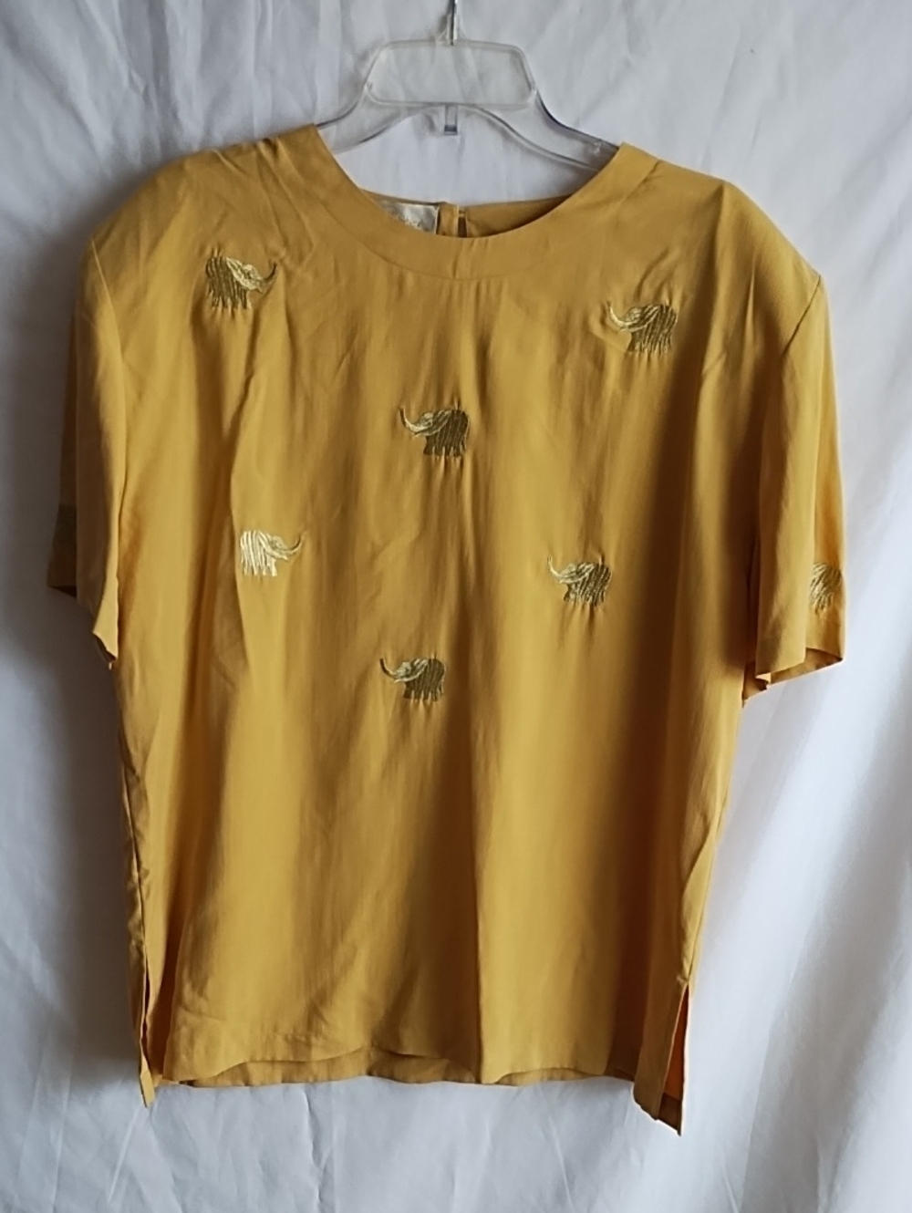 Golden Mustard Embroidered Elephant Top